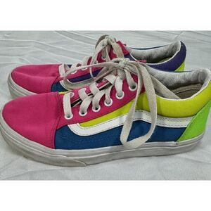Vans Bright Color Block Canvas Tie Sneakers‎ Shoes Kids Size 3